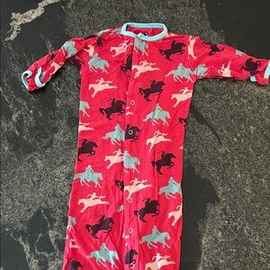 Kickee Pants Red and Aqua Horse Print Sleep Gown